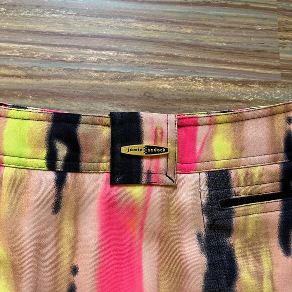Jamie Sadock Neon Stripe Print Golf Skort Built In Stretch Shorts Zip Pockets - Picture 6 of 8